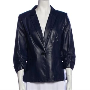 Lafayette New York 148 Dark Blue Leather Jacket size L